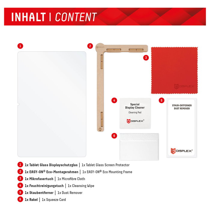 Displex 01938 - Protector de Pantalla de Vidrio Templado 9H para Samsung Galaxy Tab A11+/A9+, Transparente, Anti-huellas, Incluye Kit de Limpieza