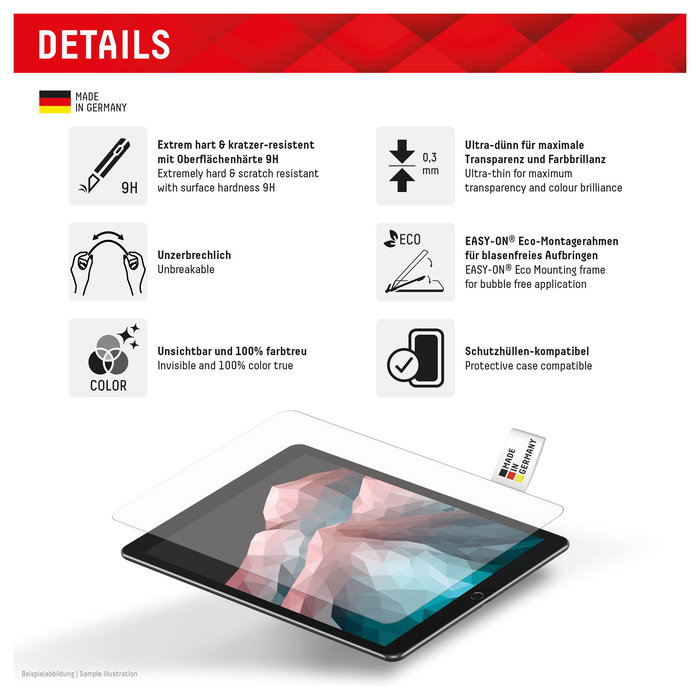 Displex 01938 - Protector de Pantalla de Vidrio Templado 9H para Samsung Galaxy Tab A11+/A9+, Transparente, Anti-huellas, Incluye Kit de Limpieza