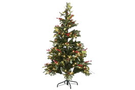 DKD Home Decor Árbol de Navidad Bosque tradicional Estilo Alpina, Verde y Rojo, 95x150x95 cm, PVC y LED