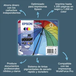 Epson Multipack de tinta 406XL DURABrite Ultra de 4 colores