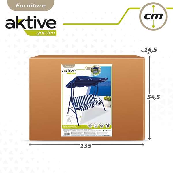 Aktive Balancín 3 plazas azul a rayas blancas 180x107x160cm