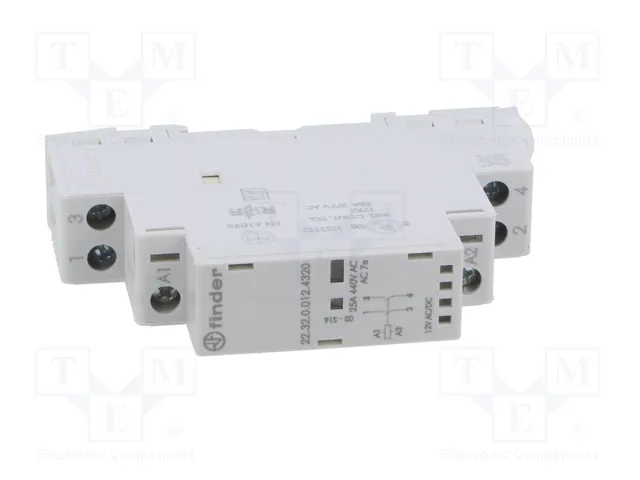 FINDER Contactor de Instalación Modular 2-Polar 25A 12VAC/12VDC