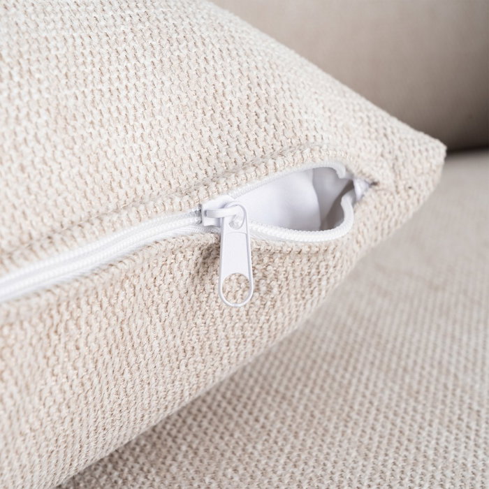 Sofá 3 Plazas Crema Tejido-Madera 210 X 96 X 86 cm