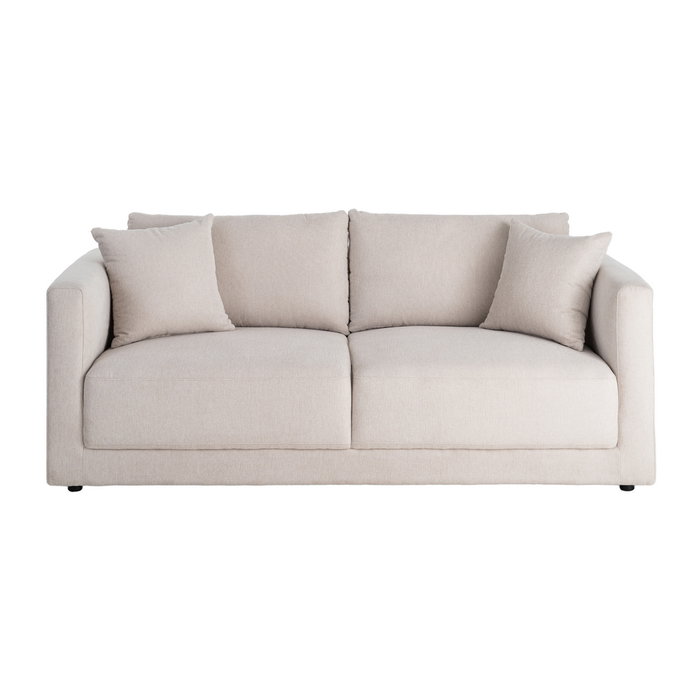 Sofá 3 Plazas Crema Tejido-Madera 210 X 96 X 86 cm