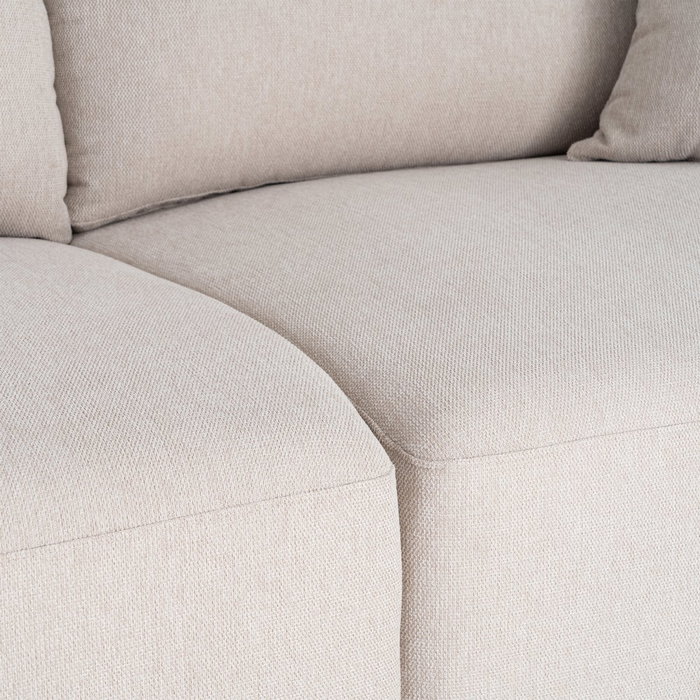 Sofá 3 Plazas Crema Tejido-Madera 210 X 96 X 86 cm