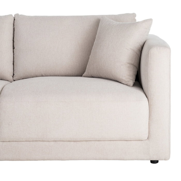 Sofá 3 Plazas Crema Tejido-Madera 210 X 96 X 86 cm