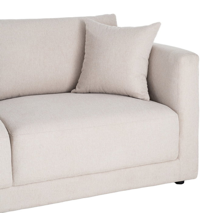 Sofá 3 Plazas Crema Tejido-Madera 210 X 96 X 86 cm