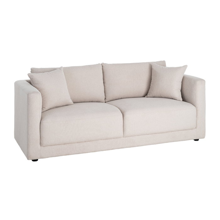 Sofá 3 Plazas Crema Tejido-Madera 210 X 96 X 86 cm