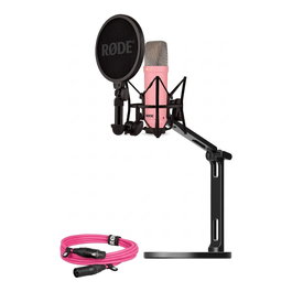 Rode Microphones NT1 Signature Bundle + XLR Cable + Desktop Studio Arm, Pink