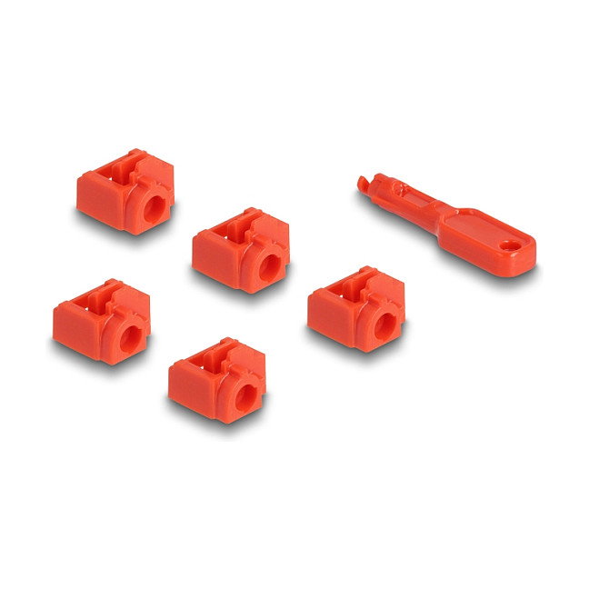 DeLOCK Juego de bloqueadores de puertos RJ45 con llave, 10 unidades, Rojo DeLOCK Juego de bloqueadores de puertos RJ45 con llave, 10 unidades, Rojo