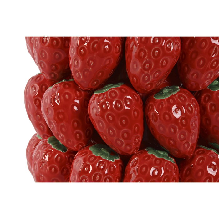 DKD Home Decor Centro de Mesa de Gres con Fresas Rojo