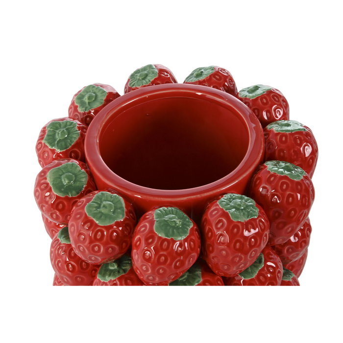 DKD Home Decor Centro de Mesa de Gres con Fresas Rojo