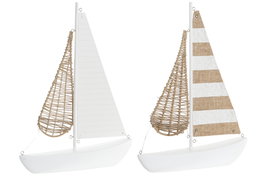 DKD Home Decor Decoración MDF Mimbre Velero Surtido 2