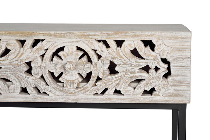Giner y Colomer Consola Madera Mango Metal Blanco y Negro Envejecido 120 cm