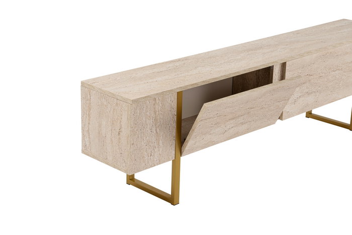 Nordure Mueble para TV Travertino y Oro, 180x50x29.5 cm Nordure Mueble para TV Travertino y Oro, 180x50x29.5 cm