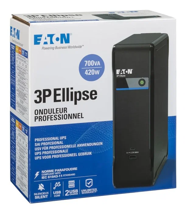 Eaton 3P700UI Sistema de Alimentación Ininterrumpida 700VA 420W Negro