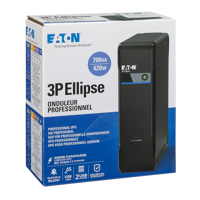 Eaton 3P700UI Sistema de Alimentación Ininterrumpida 700VA 420W Negro