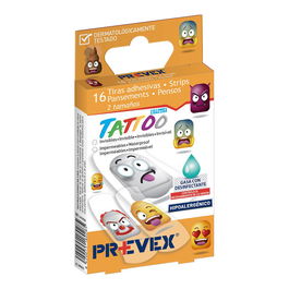 Prevex Tiras Adhesivas Infantiles Efecto Tattoo Impermeables con Gasa Desinfectante 16 uds