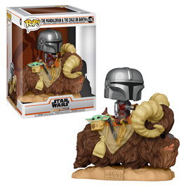 Funko Star Wars The Mandalorian POP! Deluxe Figura The Mandalorian on Bantha with Child in Bag