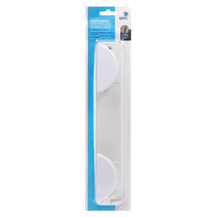 GSC Evolution Percha de acero inoxidable con doble pomo ABS blanco 280x50mm