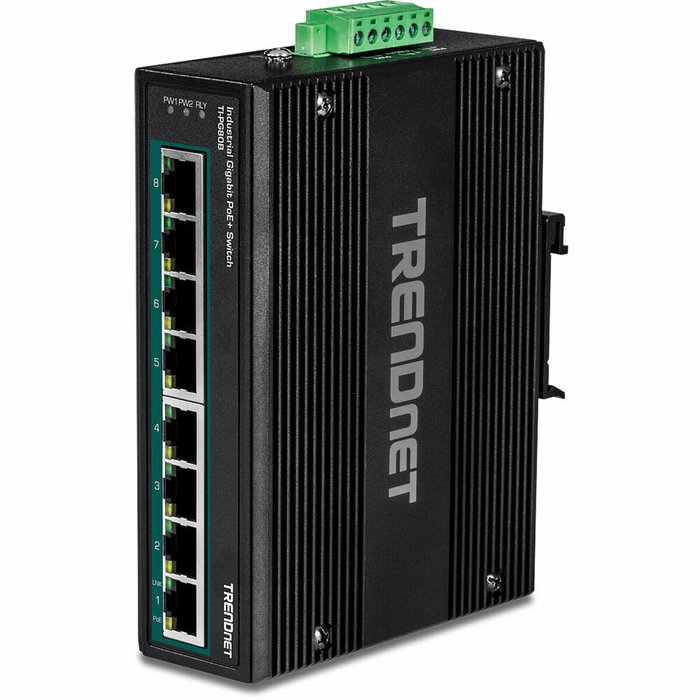 TRENDnet TI-PG80B 8-Port PoE+ Switch Industrial Gigabit DIN-Rail