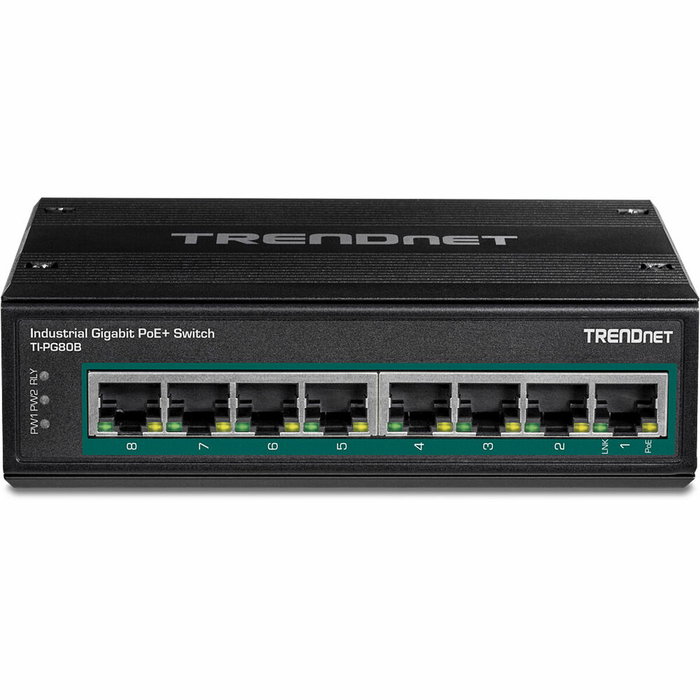 TRENDnet TI-PG80B 8-Port PoE+ Switch Industrial Gigabit DIN-Rail