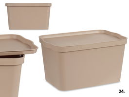 Kipit Caja Plástico con Tapa 24L Beige 29.3 x 24.5 x 45 cm (Set de 6)