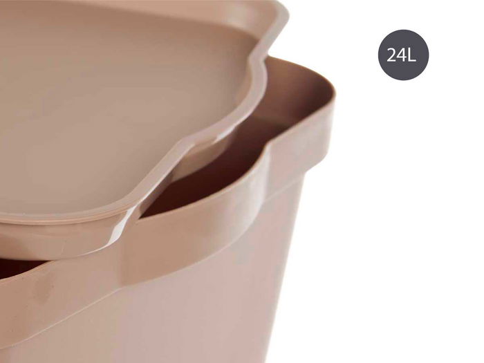 Kipit Caja Plástico con Tapa 24L Beige 29.3 x 24.5 x 45 cm (Set de 6)