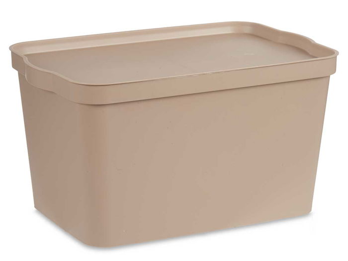 Kipit Caja Plástico con Tapa 24L Beige 29.3 x 24.5 x 45 cm (Set de 6)