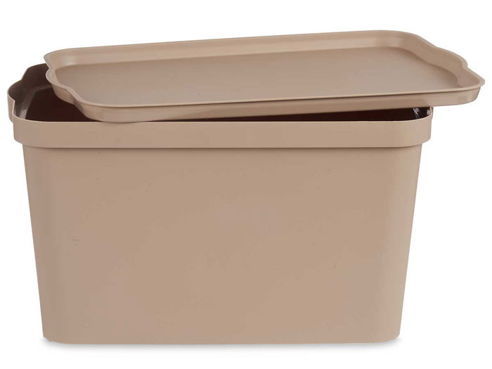Kipit Caja Plástico con Tapa 24L Beige 29.3 x 24.5 x 45 cm (Set de 6)