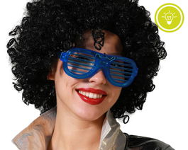 Gafas Rejilla Carnaval Luz Azul Adulto para Disfraces Futuristas y Noche
