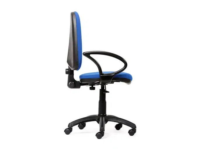 Rocada Silla de Oficina Giratoria Azul con Brazos, Base de 610 mm y Respaldo de 490 mm, Tapizada en Tela, Regulable en Altura