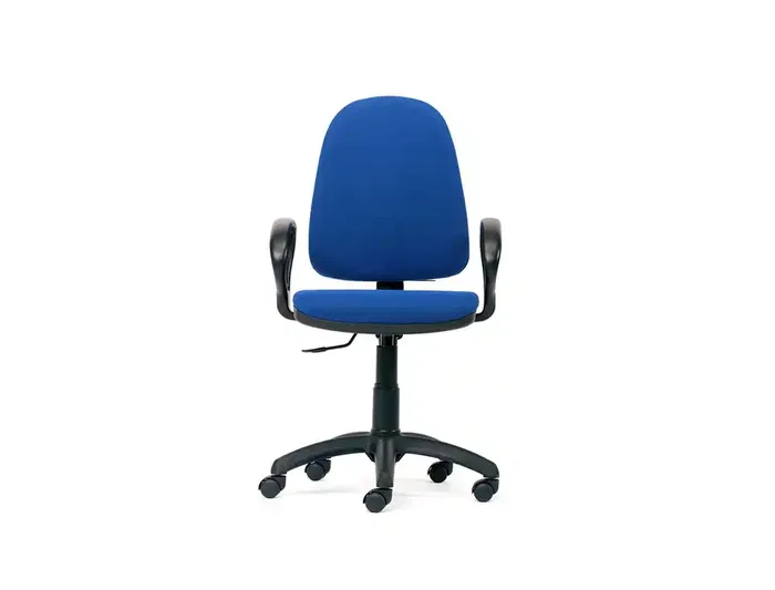 Rocada Silla de Oficina Giratoria Azul con Brazos, Base de 610 mm y Respaldo de 490 mm, Tapizada en Tela, Regulable en Altura