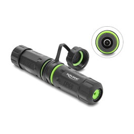 DeLOCK Conector de cables hembra DC 5,5 x 2,1 mm a hembra DC 5,5 x 2,1 mm con rosca M20x1,5 mm y tapa, compatible con Starlink