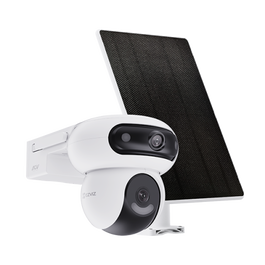 EZVIZ CS-HB90/SP-R100 Dual Kit Cámara de Seguridad IP Exterior con Panel Solar 8W, Inalámbrico y Cableado, Visión Nocturna 35m, 4MP, IP65, Negro/Blanco