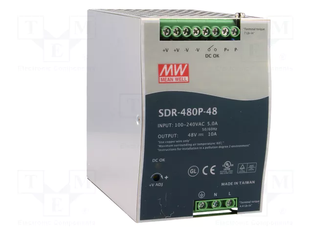 Mean Well SDR-Serie 48V 480W Fuente de alimentación para riel DIN con función paralela Mean Well SDR-Serie 48V 480W Fuente de alimentación para riel DIN con función paralela