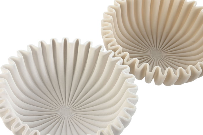 DKD Home Decor Set de 2 Centros de Mesa de Resina Símil Piedra Beige y Blanco