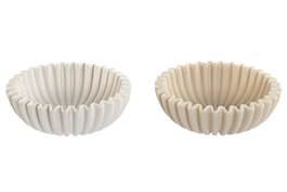 DKD Home Decor Set de 2 Centros de Mesa de Resina Símil Piedra Beige y Blanco