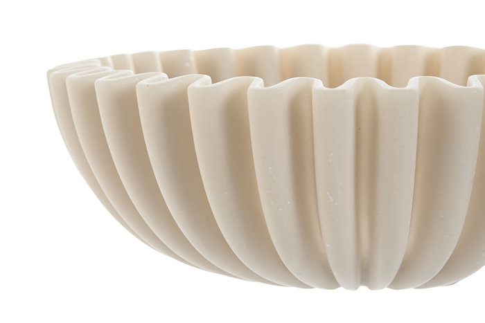 DKD Home Decor Set de 2 Centros de Mesa de Resina Símil Piedra Beige y Blanco