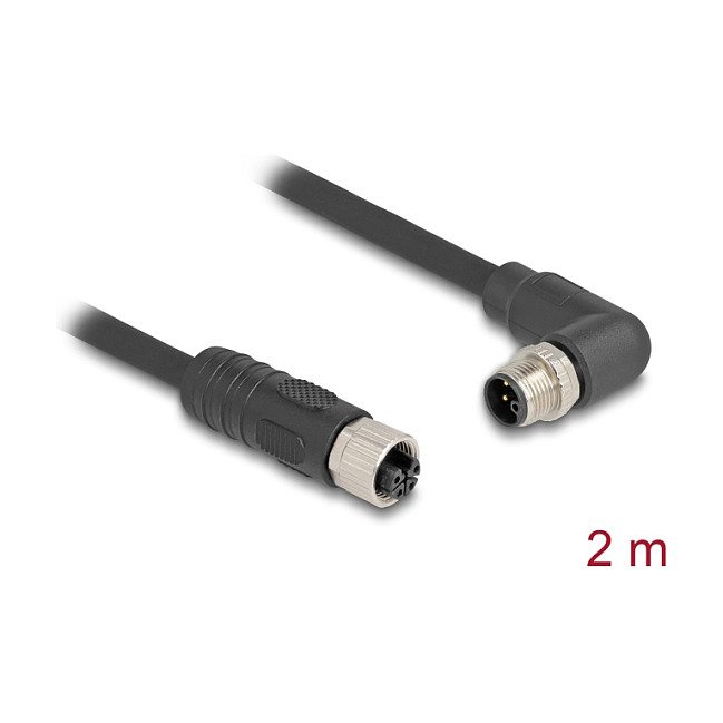 DeLOCK 80529 Cable para sensores y actuadores M12 4 pines, 2 m, negro DeLOCK 80529 Cable para sensores y actuadores M12 4 pines, 2 m, negro