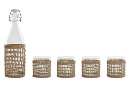 DKD Home Decor Set de 5 Botellas de Cristal Natural