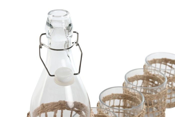 DKD Home Decor Set de 5 Botellas de Cristal Natural