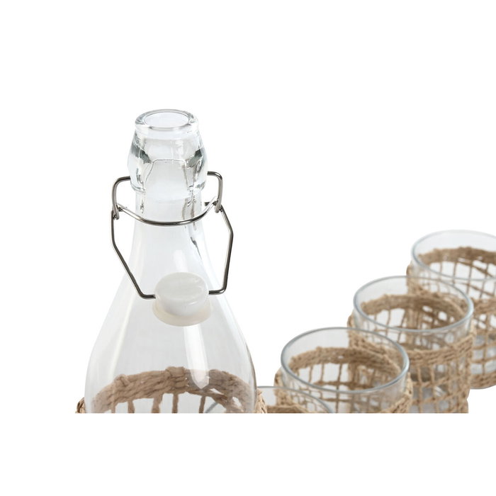 DKD Home Decor Set de 5 Botellas de Cristal Natural DKD Home Decor Set de 5 Botellas de Cristal Natural