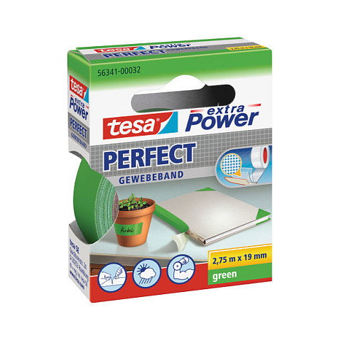 Tesa Cinta de tela Extra Power Perfect Green 2,75m x 19mm Tesa Cinta de tela Extra Power Perfect Green 2,75m x 19mm