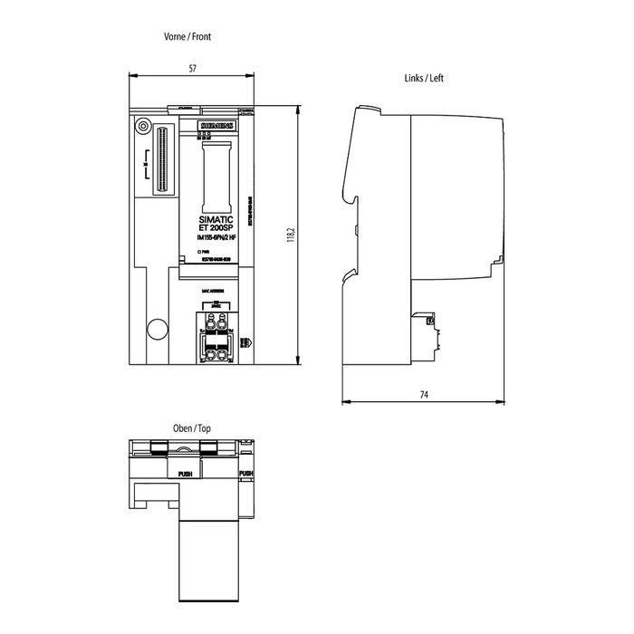 Siemens SIMATIC ET 200SP 6ES7155-6AU01-0CN0 Módulo de Interfaz PROFINET de 2 Puertos