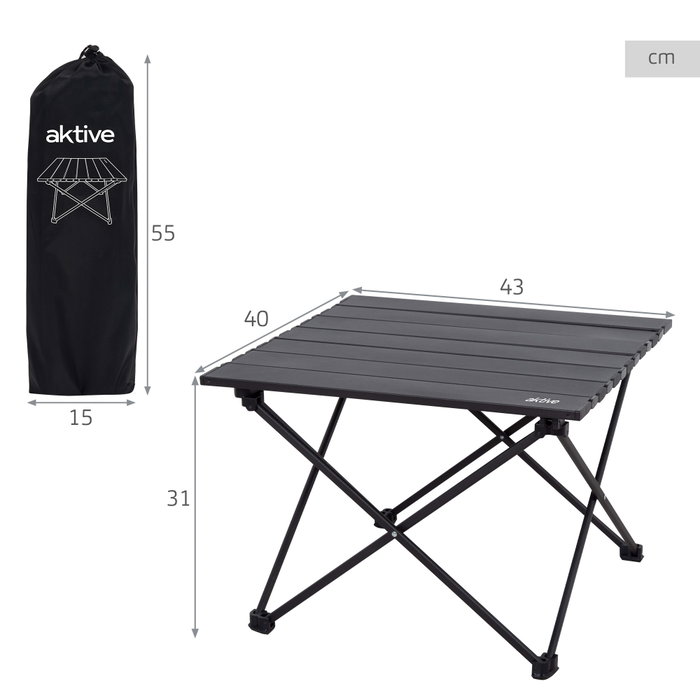 Aktive Mesa de Camping Plegable 43x40x31 cm con Bolsa Aktive Mesa de Camping Plegable 43x40x31 cm con Bolsa