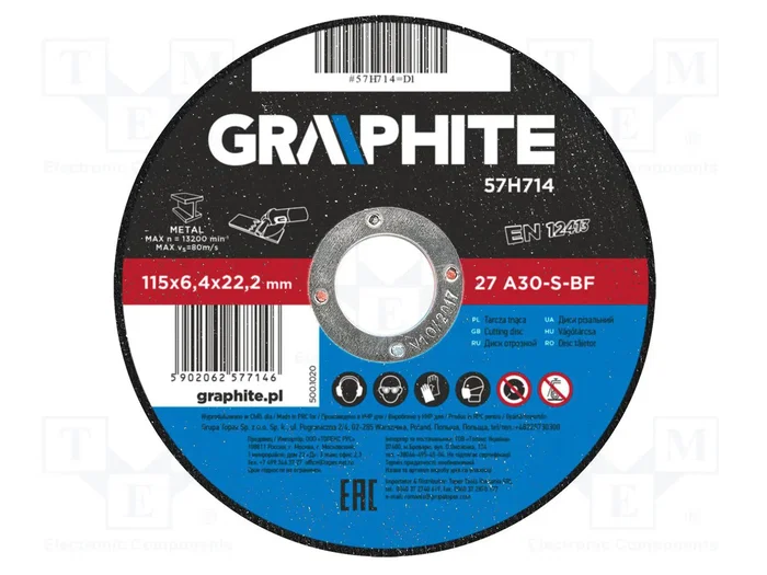 GRAPHITE Diana de lijado de 115mm para metal GRAPHITE Diana de lijado de 115mm para metal