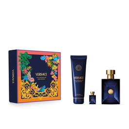 Versace Dylan Blue Eau de Toilette para Hombre - Estuche Set de Regalo 3 Piezas: Fragancia 100 ml + Gel de Ducha 150 ml + Viaje 5 ml