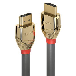 LINDY Cable HDMI 2.0 Gold Line 5 m, 4K Ultra HD, Gris y Oro