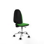 Silla de oficina Algarra con mecanismo Contacto permanente básico tapizada con Tela color Verde. Equipada con Base cromada, Sin brazos y Ruedas de nailon 50 mm